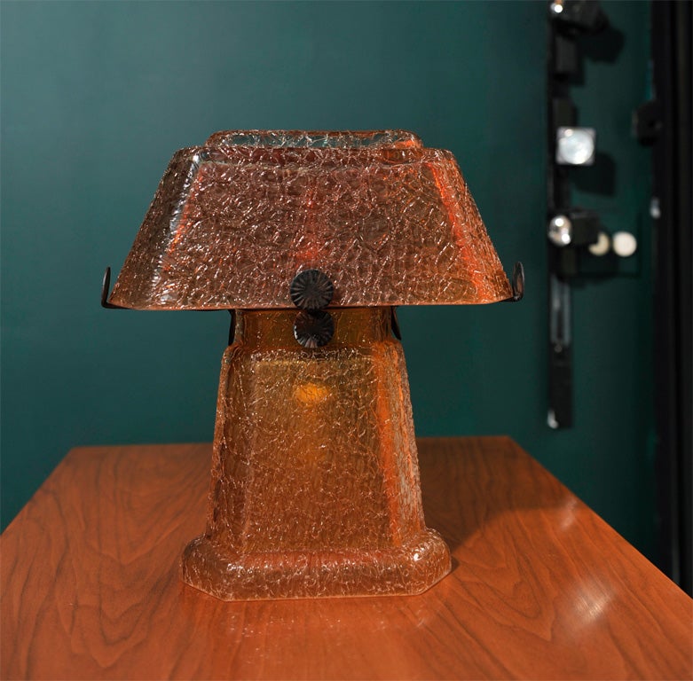 Rare Glass Table Lamp by Daum Nancy, French 1920s