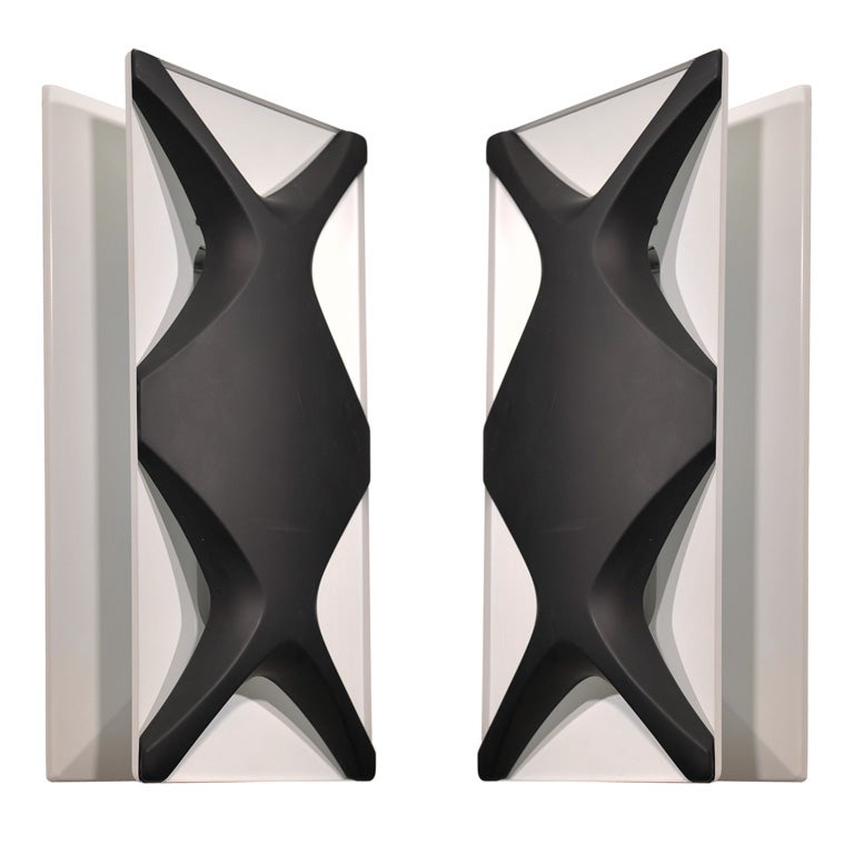 Graphic Black and White German Wall Sconces For Sale