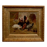 Oil Painting of Rabbit  with Chickens