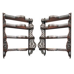 Fine Pair of George III Mahogany Four Tier Hanging Shelves