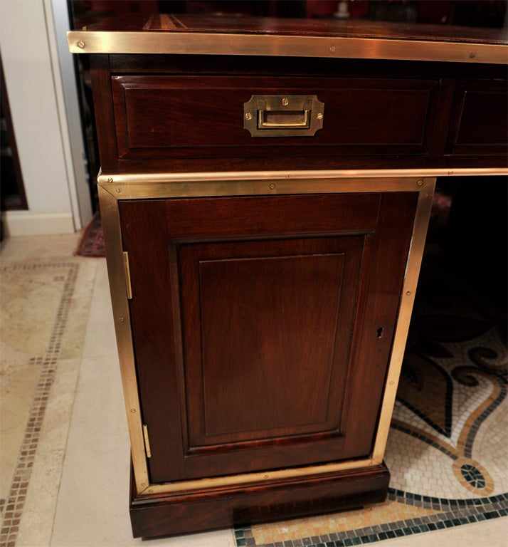19th Century Mahogany Leather Top Campaign Desk