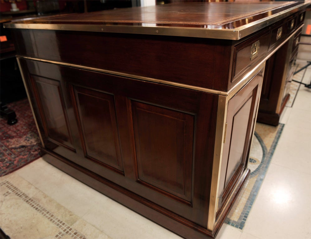 Mahogany Leather Top Campaign Desk 1