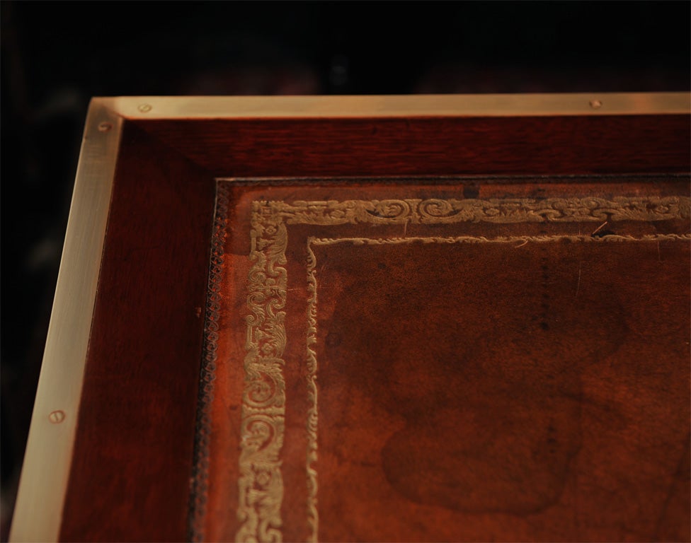Mahogany Leather Top Campaign Desk 2