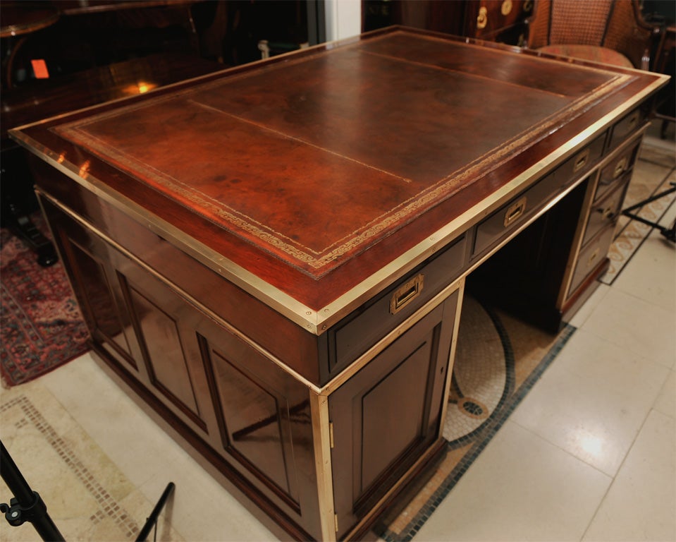 Mahogany Leather Top Campaign Desk 3