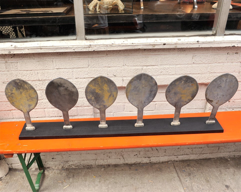 Set of Aluminum Balloon Molds Mounted on Wood Stand In Good Condition For Sale In New York, NY