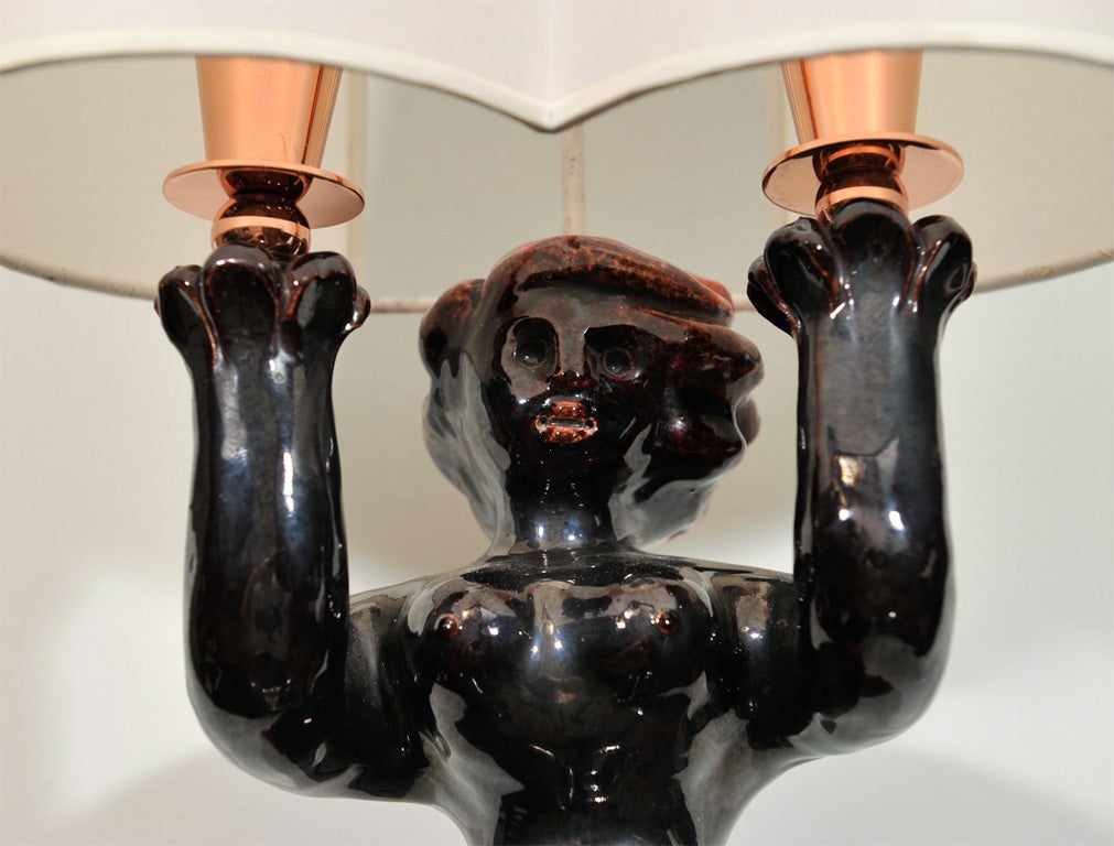 Ceramic A single mermaid sconce by George Jouve