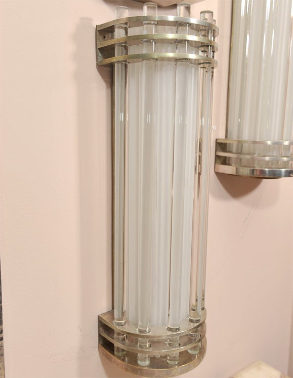 Art Deco Pair of Modernist Wall Sconces by Sabino For Sale