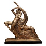 Art Deco bronze "Dancer with Borzoi" by A.R. Philippe