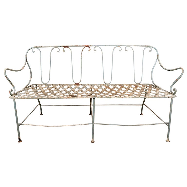 Painted Iron Park Bench For Sale
