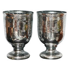 A Pair of Large Mercury Glass Photophores