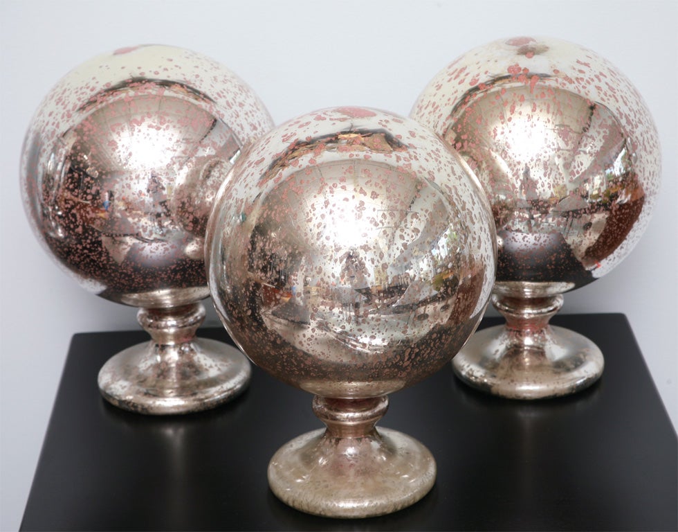 mercury glass orbs on bases- one piece