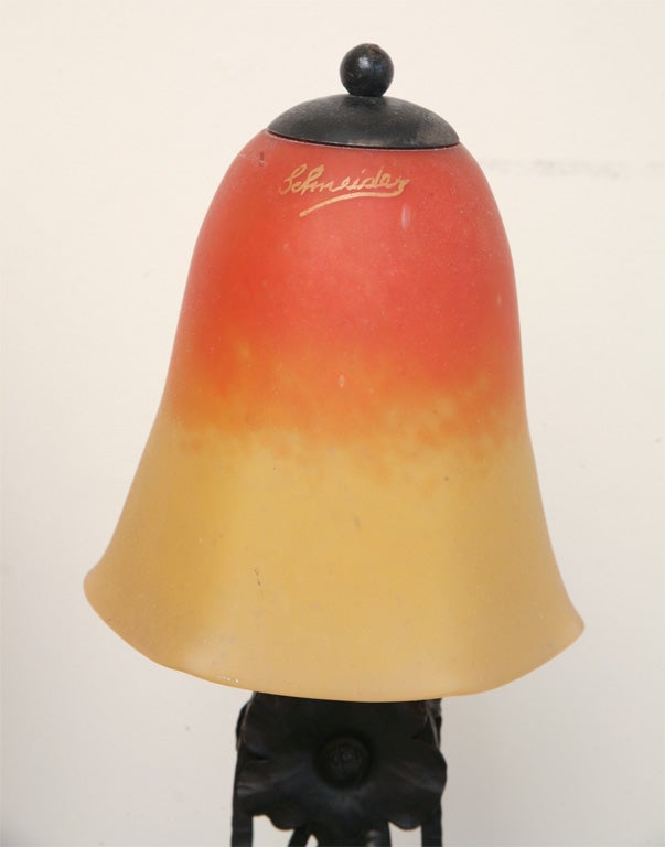 Mid-20th Century French Art Deco Lamps Vintage One Signed Schneider Pair Of For Sale
