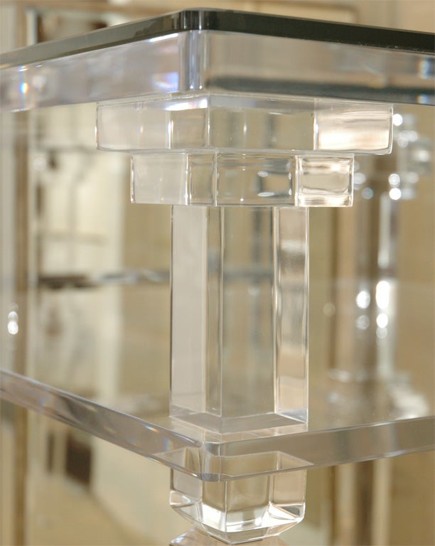 Pair of Lucite Side Tables with Beveled Glass Tops In Excellent Condition In Water Mill, NY