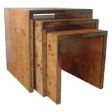 Set of Burled Wood & Chrome Nesting Tables