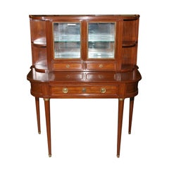 Jansen Mahogany Desk and Curio Cabinet