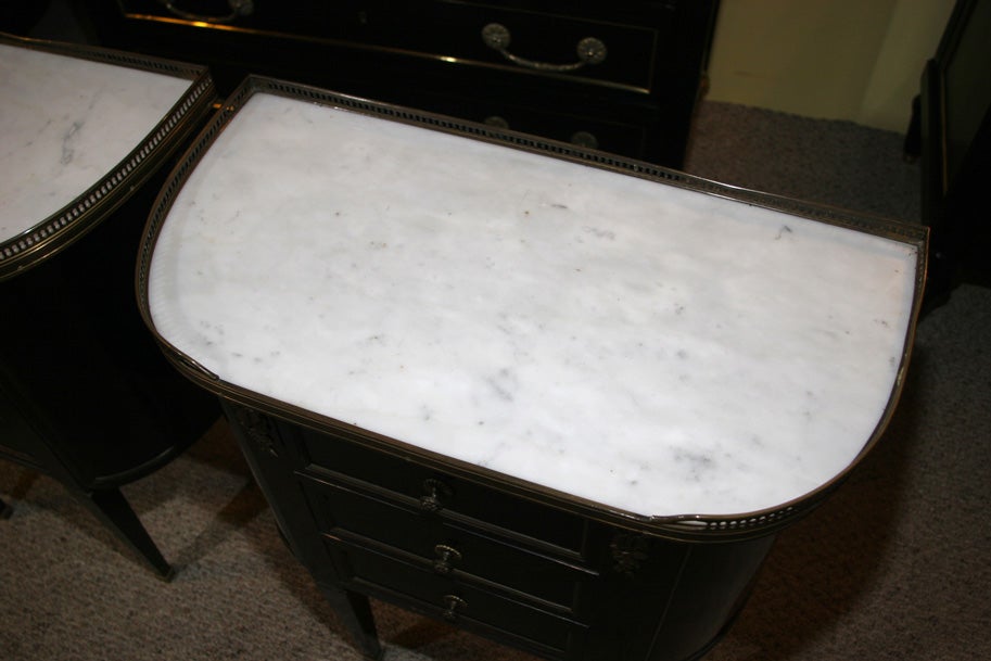 Pair of Marble Top Stamped Jansen Stands