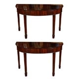 Pair of English Demi-Lune Tables in Mahogany, Circa 1840 Pair of English Demi-Lune Tables in Mahogany, Circa 1840