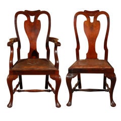 Set of Eight Queen Anne Style Mahogany Dining Chairs, Circa 1880