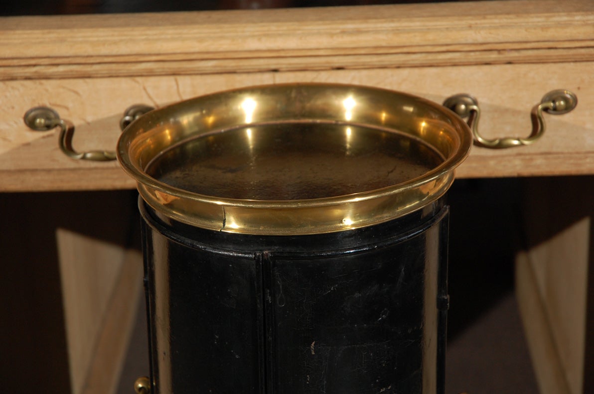 French Tole and Brass Cylindrical Side Table, Circa 1860