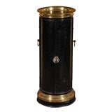 Antique French Tole and Brass Cylindrical Side Table, Circa 1860