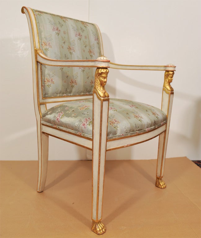 A PAIR OF EMPIRE STYLE FAUTEILS. FRENCH, 20th CENTURY