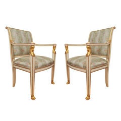 A PAIR OF EMPIRE STYLE FAUTEILS. FRENCH, 20th CENTURY