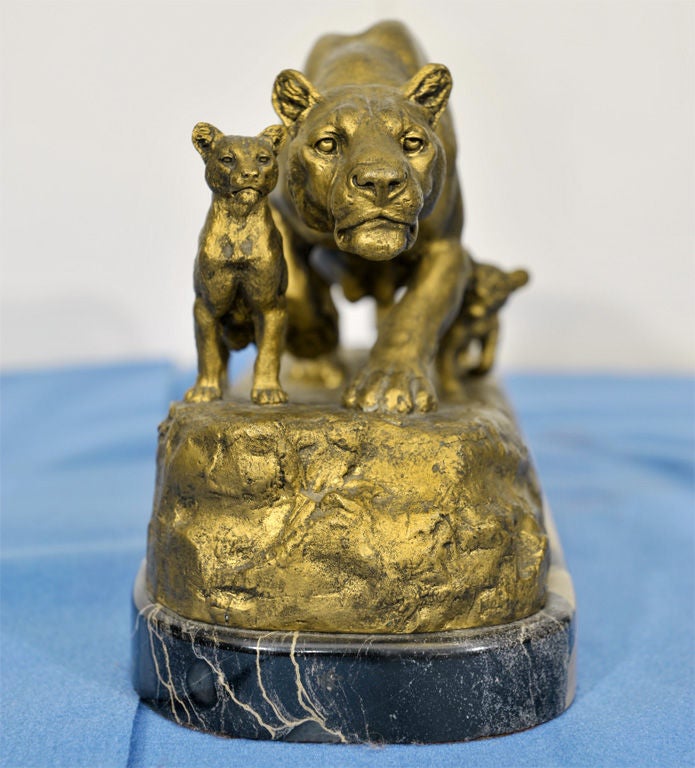 Bronze A  Panther And Cubs.  Isidore Jules Bonheur, French, 1827-1901 For Sale