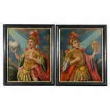 Antique Pair of Roman Centurians, Oil on Canvas.