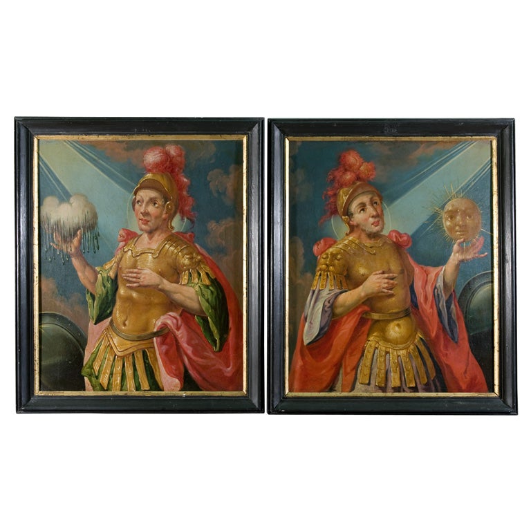 Pair of Roman Centurians, Oil on Canvas. For Sale