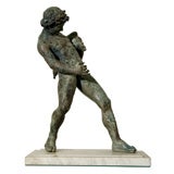 Patinated Bronze Faun with Wineskin