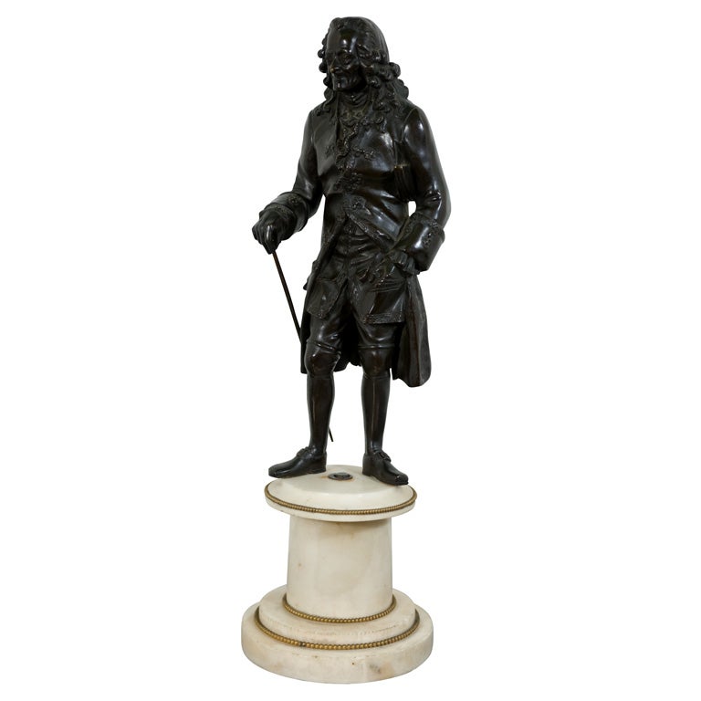 Patinated Bronze Figure of Voltaire For Sale
