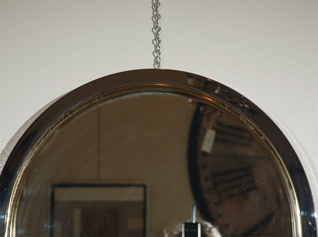 Late 20th Century 1970s Chrome and Brass Console Mirror
