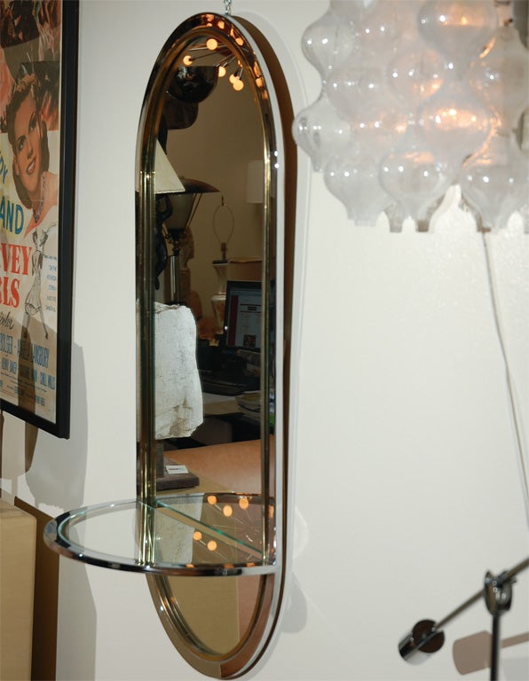1970s Chrome and Brass Console Mirror 3