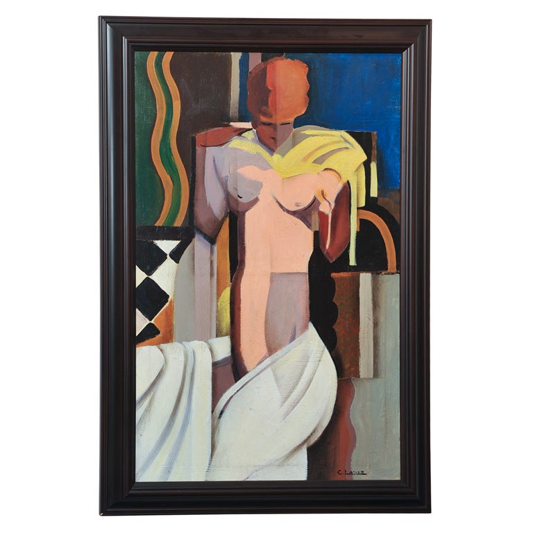 Claude Lacaze Painting of Nude with Towel