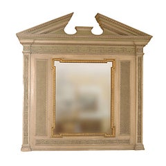 19th Century English over Mantel Regency Adam Style Pediment Mirror