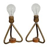 Pair of Brass Triangle Table Lamps