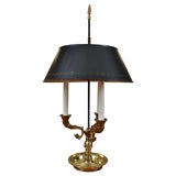 Empire Style Brass and Tole Peinte Three-Light Bouillotte Lamp