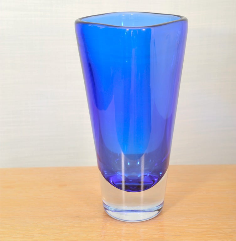 Mid-20th Century Brilliant Blue Vase by Salviati