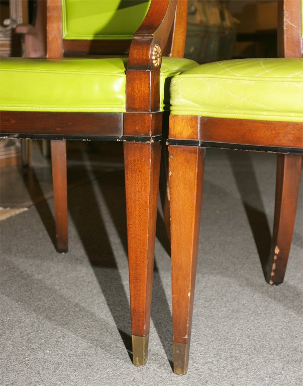 Set of 6 Green vinyl empire chairs