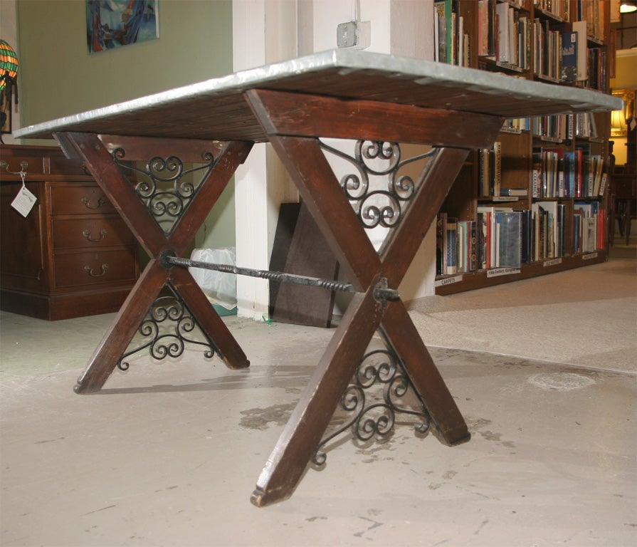 Zinc Top Trestle Base Potting Table