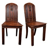 Pair of English Hall George III Hall Chairs in the Gothic Manner
