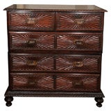 19th Century Anglo-Indian Rosewood Carved Chest of Drawers