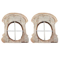 Exceptional Pair of Hand carved wood Window Frames