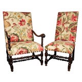 Antique 17th Century Louis XIII Arm and Side chairs