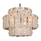 3 Tier Orrefors Frosted Glass Chandelier