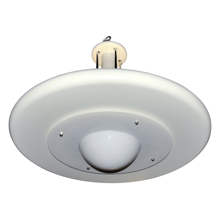 Large White Plafonnier Ceiling Fixture For Sale