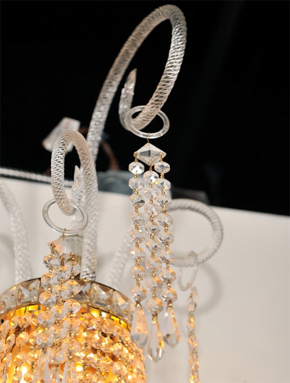 20th Century Large Pair of Crystal Hollywood Regency Sconces