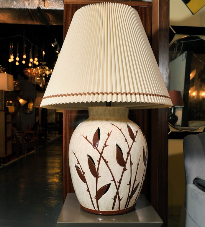 Country Pair of Monumental Ceramic Table Lamps For Sale