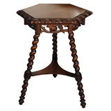 Carved oak side table from France