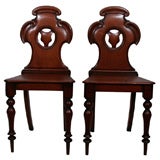 Pair English Mahogany Hall Chairs